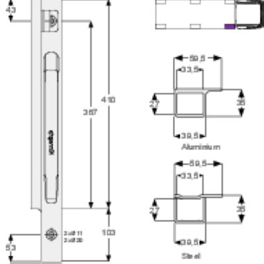 K20 400 - Przedni słupek K20 400mm prawa