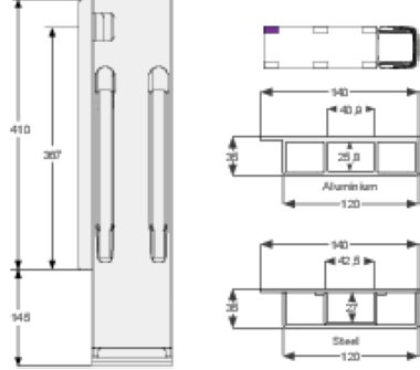 K20 400 - Poteau arrière K20 400mm gauche BBE