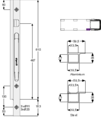 K20 600 - Poteau avant K20 600mm droit