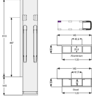 K20 600 - Poteau arrière K20 600mm gauche BBD