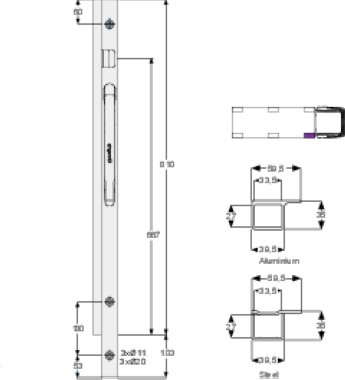 K20 800T - Przedni słupek K20 800mm prawa TIR