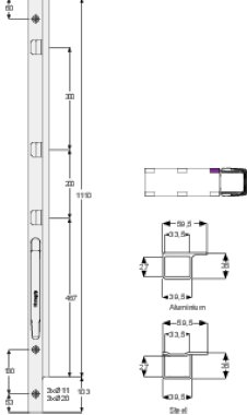 K20 1100 - Front pillar K20 1100mm left