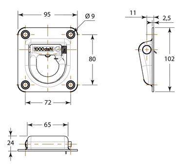 Pivoting lashing ring with spring, galvanized (2)