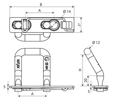 Kit of civil angled U lashing ring RC 2.5 CLIX (2)