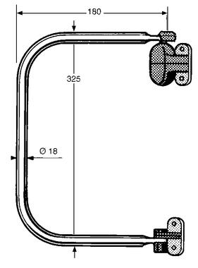 Painted steel tube mirror arm, aluminium support