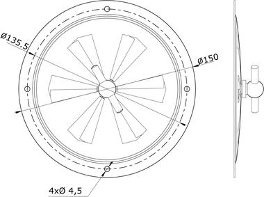 Luftregler, rostfrei, poliert mit Gitter, Ø 150 mm (2)