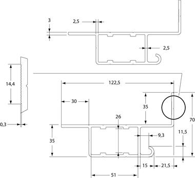 Front pilar profile, raw aluminium (2)