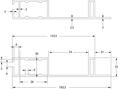 Profil kłonicy tylny, aluminium surowe (2)