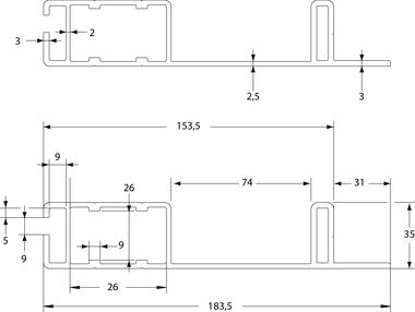 Rear pilar profile, raw aluminium (2)