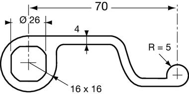 Aluminium profile for curtain tensioning, rotating 90° (2)