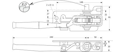 Tensor de toldo Ø 25, con trinquete, esp (2)