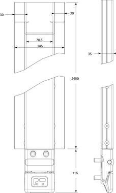 Pilar corredero 3,5 t, aluminio bruto con cerradero (2)