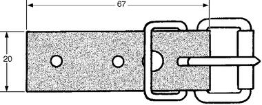 Końcówka paska z klamerką PVC zbrojona, szara, szerokość 20mm (1)