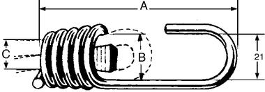 Rubber spring hook with locking-block, zinc plated steel (1)