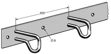 Lashing rail with offset rings, zinc plated steel