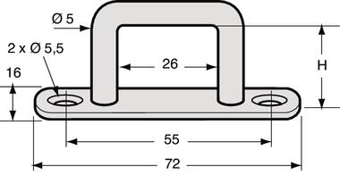 Pontet rectangulaire, acier zingué