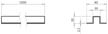 ADELIFT - Self colour omega profile length 1000 mm.