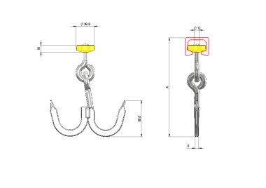 Double hook with shackle Ø12 length 190 mm (2)