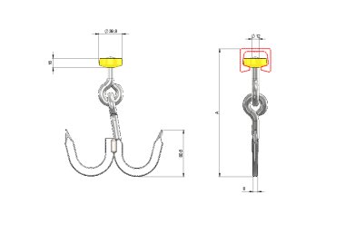 Gancio Ø12 snodato lunghezza 190 mm ad ancora (2)