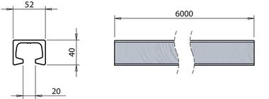 Gleitschienenprofil, eloxiertes Aluminium (2)