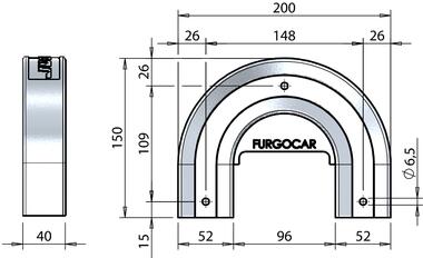 Aluminium curve profile for rail 52 x 40 (2)