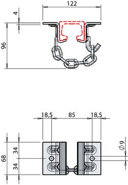 Placas inox para fijación de la corredera, con cadena (2)