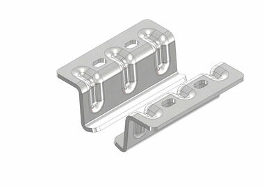 Placas inox para fijación de la corredera y del perfil curvado sin cadena