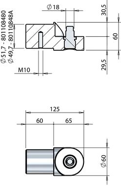 Attacco terminale per tubo in alluminio con perno fisso, norma DIN (2)
