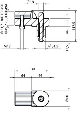 Końcówka rury aluminiowa z ryglem stal nierdzewna, wg normy DIN (2)