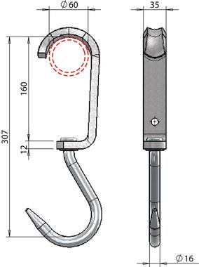 cualquier cosa George Eliot demandante Gancho de carne Ø 16, inox, con soporte corredero cincado para tubo Ø 60 |  Pommier