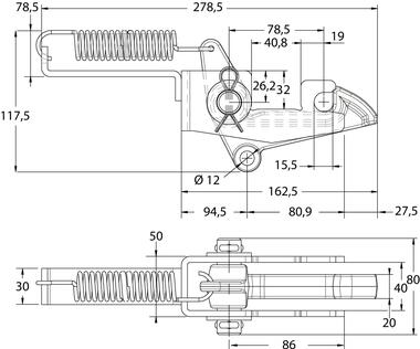 Locking bucket bracket, zinc plated steel (2)