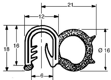 Bulb : black closed cell EPDM