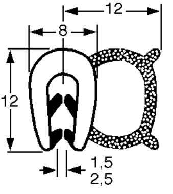 Bulb: black closed cell EPDM