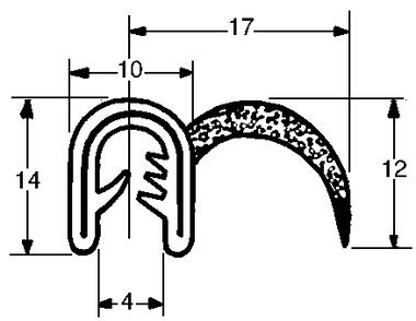 Draught Excluder, Fins : black closed cell EPDM (1)