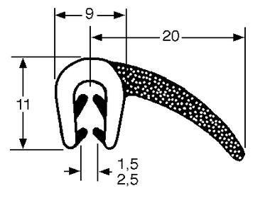 Lippe: Zellgummi, EPDM, schwarz - (1)