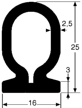 Joint EPDM tubulaire noir 25 mm x 1,6 m