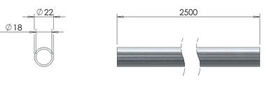 Tube inox Ø22x2x2500 mm