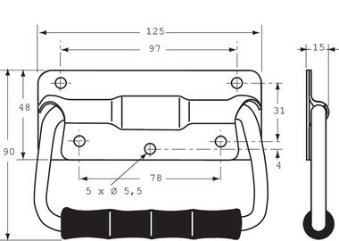 Zinc plated steel pull handle with spring (2)