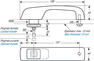 Poignée à condamnation à clé N°610 (2)