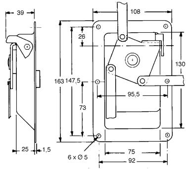 Serrure de coffre à palette en acier à clé H 103mm (2)