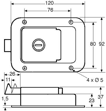 Cerradura de maletero,  con llave, pestillo aluminio (2)