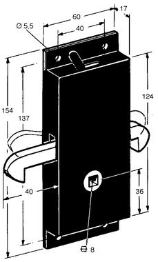 Black enamalled steel sliding door lock, with locking bar (2)