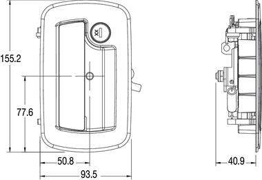 Cerradura de maletero dos puntos, con llave, acero lacado negro (2)