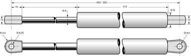 Amortiguador de gas con extremidades atornilladas (2)