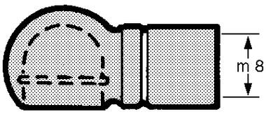 End with Ø 8,1 hole for gas spring with M8 threading