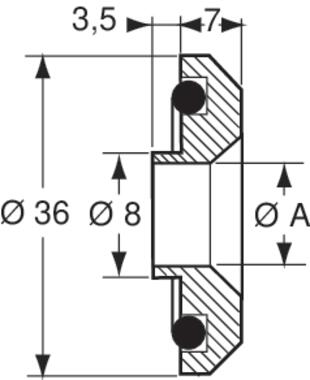 Base plástico negro con valona para tornillo Ø A = M6/F90° (2)