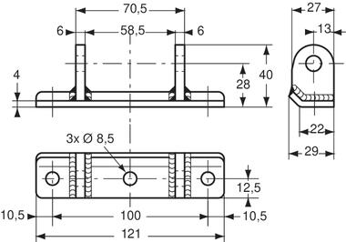 Cardine a base piana 22 mm (2)