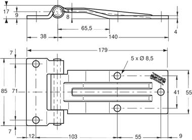 Charnière inox 140 mm avec passage de joint (2)