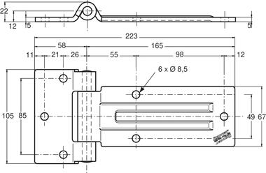 Charnière plane inox 223 mm (2)