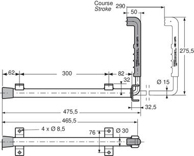 Door retainer with handle and rod Ø 15 mm, greased with watertight ring (2)